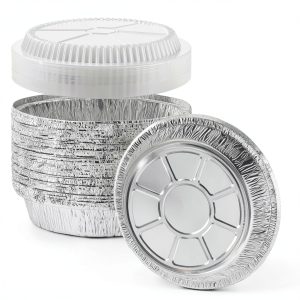 GUSTO 9 Inch Disposable Aluminum Foil Pans Clear Dome Lids 50 Count-0