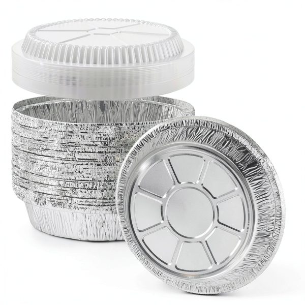 GUSTO 9 Inch Disposable Aluminum Foil Pans Clear Dome Lids 50 Count-0
